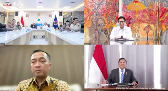 
					Presiden Prabowo memimpin rapat terbatas (ratas) terkait penanganan erupsi Gunung Lewotobi Laki-laki, Nusa Tenggara Timur (NTT), bersama dengan beberapa jajaran Kabinet Merah Putih. (Foto : Tangkapan Layar Youtube Biro Pers Sekretariat Presiden)  